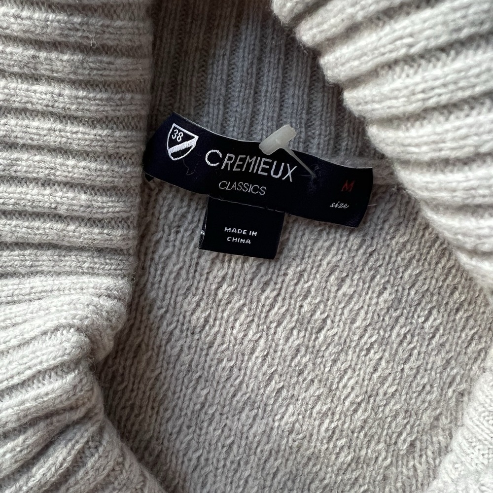 Cremieux Classics Wool Cashmere‎ Knit Pullover Sweater Shawl Collar Medium Grey - Picture 4 of 7